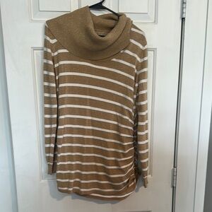 Michael Michael Kors gold and white striped cowl neck sweater size XL women’s